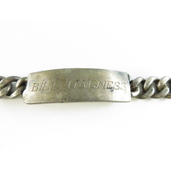 Vintage Pre-Eagle Mexican Sterling Silver ID Bracelet 1.96 oz Bill Magness Engra - Picture 3 of 10